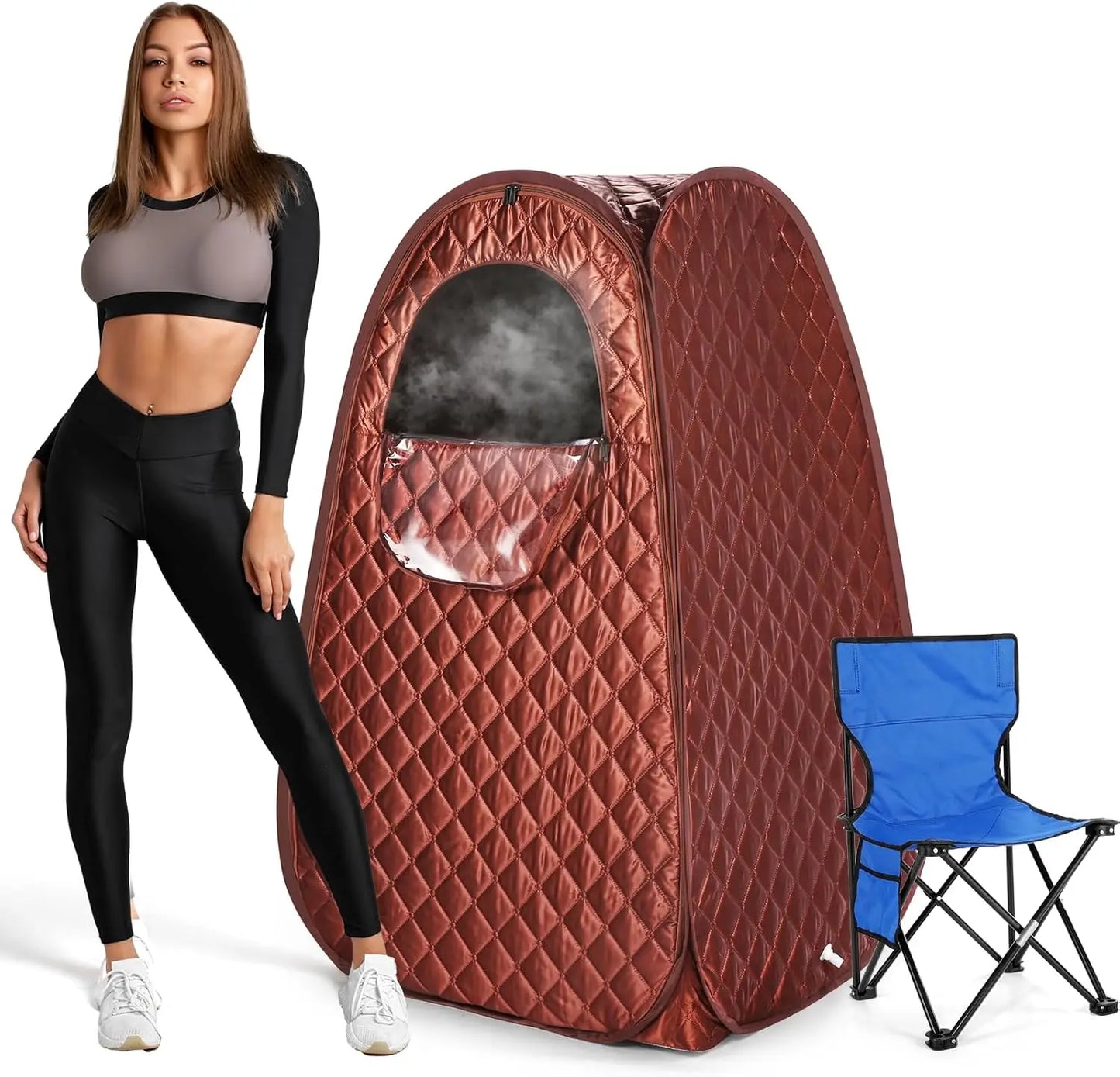 Single Person Sauna,-- Sauna Tent, Steamer 2.6L 1000W Steam Generator, 90 Minute Timer