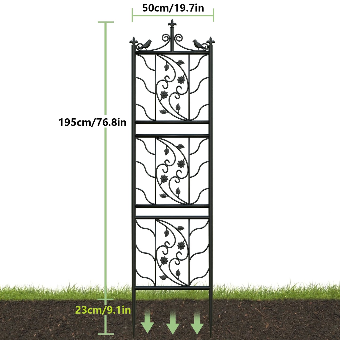 71 Inch Garden Trellis Decorative Outdoor Metal Fence Panel