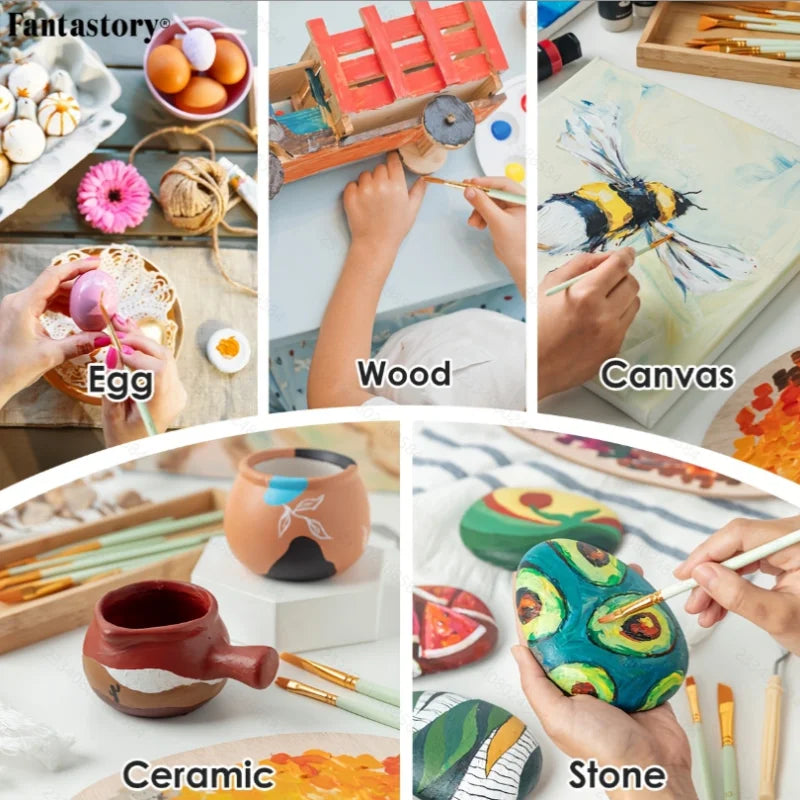 28 Classic Colors Acrylic Paint Set, Professional Craft Paint With 12 Brushes, Suitable for Wood/ Stones/ Model/ Rock