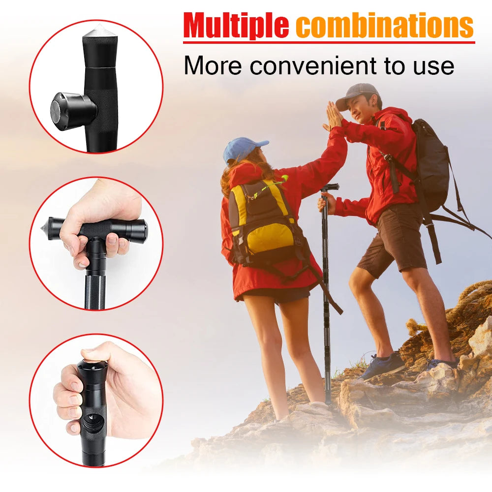 Multi Mountaineering Stick with Camouflage Backpack T-shaped Retractable Tool