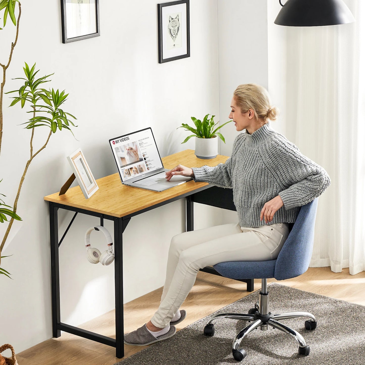 JHK Computer Desk Writing Study Office Gaming Table Compact