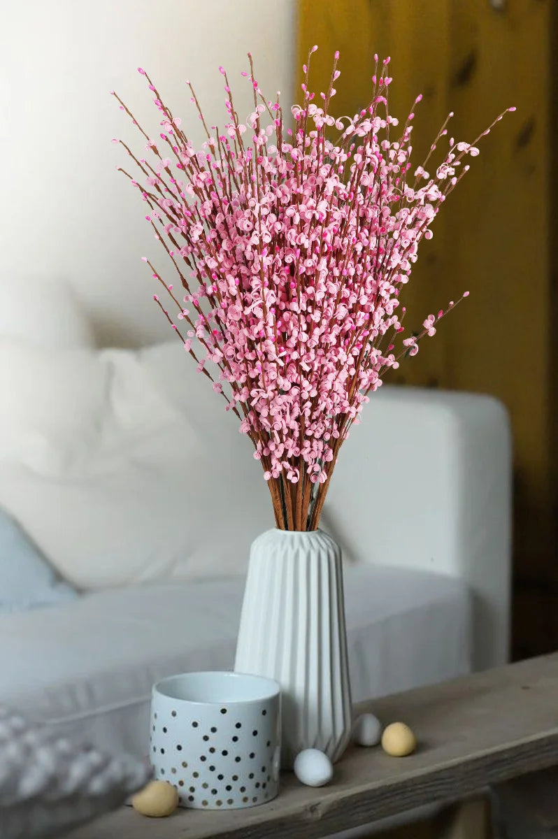 15Pcs Flowers Faux Jasmine Flowers 29.5Inch Pussy Willow Branches