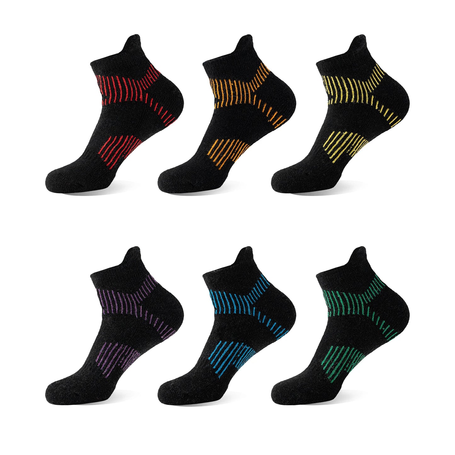 6 Pairs Merino Wool Ankle  Compression Socks