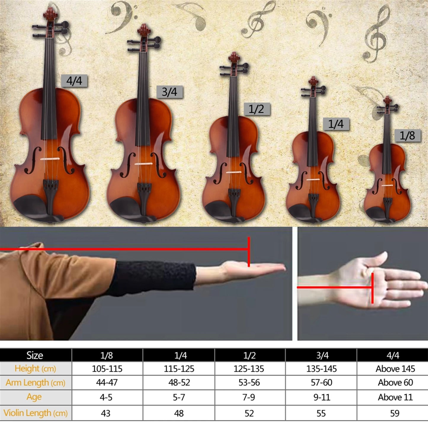 New 1/4 Acoustic Violin Case Bow Rosin Natural Set for Kids