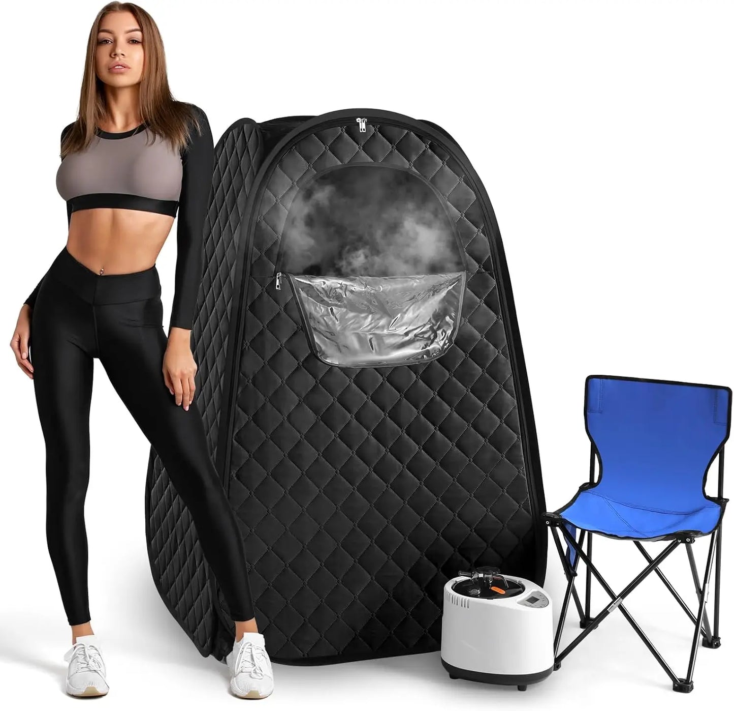Single Person Sauna,-- Sauna Tent, Steamer 2.6L 1000W Steam Generator, 90 Minute Timer