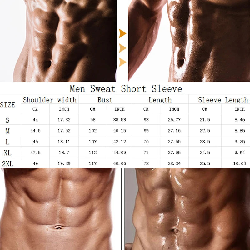 Pop Closets Sauna Shirt for Men Short Sleeve Compression T Shirt Weight Loss Body Shaper for Workout Sports