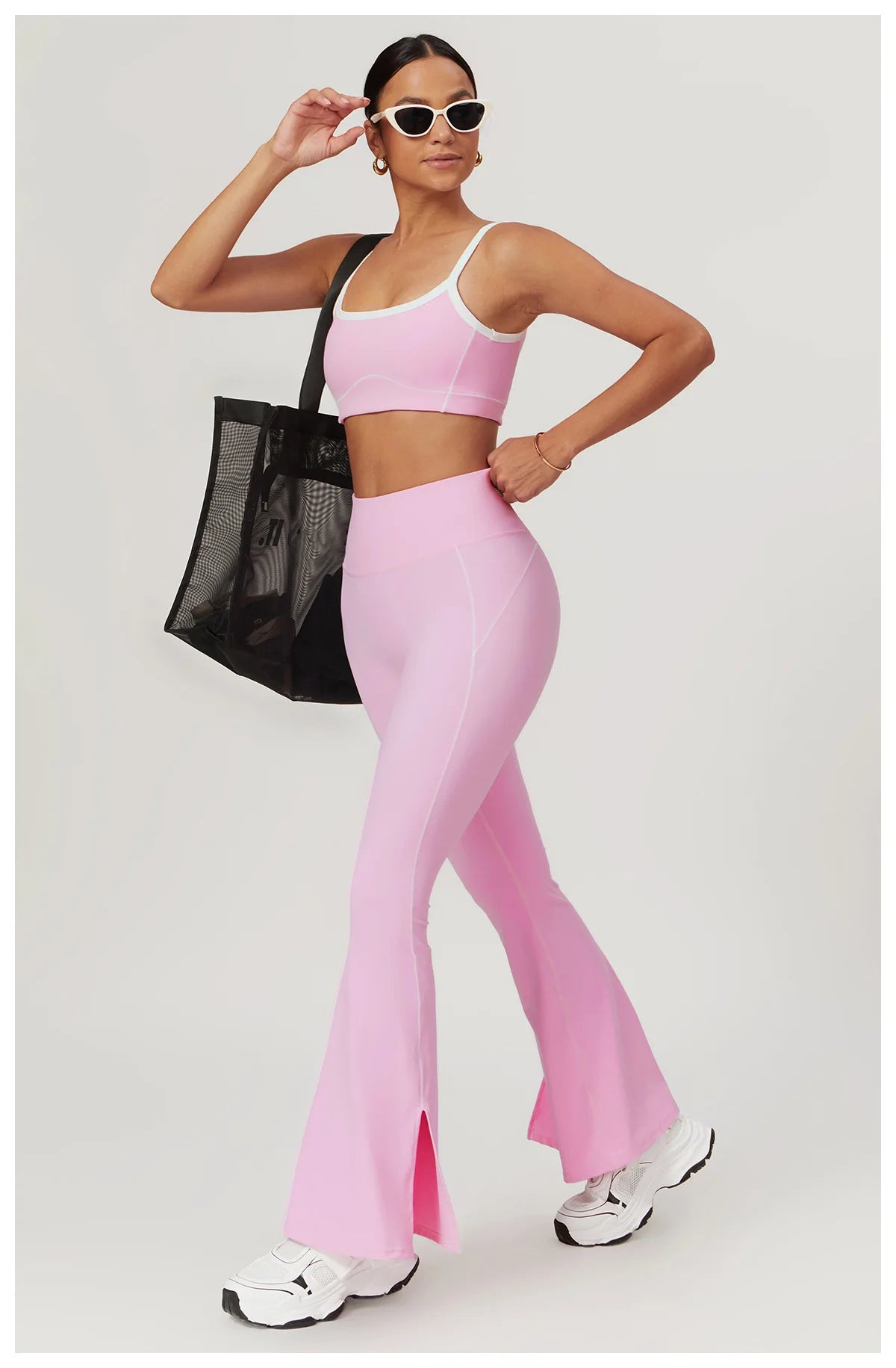 Yoga Set Women Sport Bra Gym Workout Legging High Waist Flare Pant