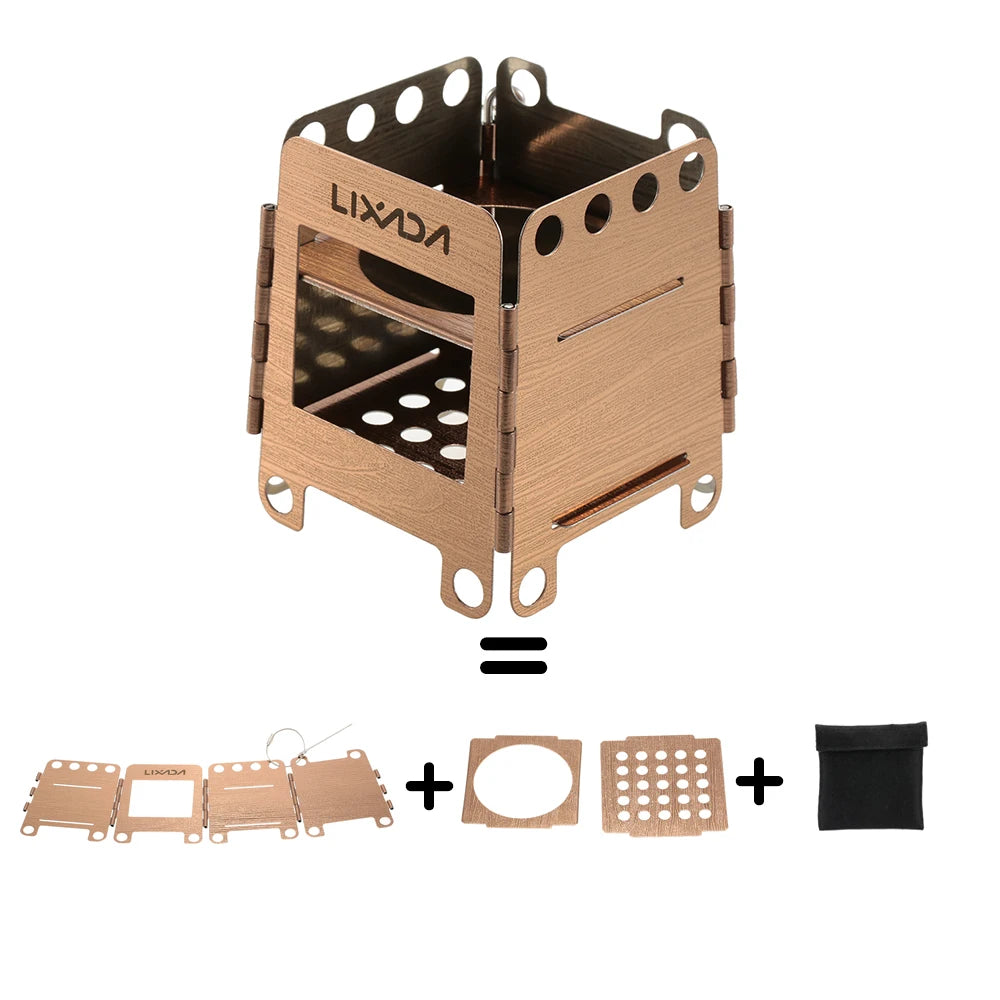 Camping Titanium Stove Lightweight Folding Wood Burning Stove Portable Outdoor Pocket Stove For Backpacking Cooking