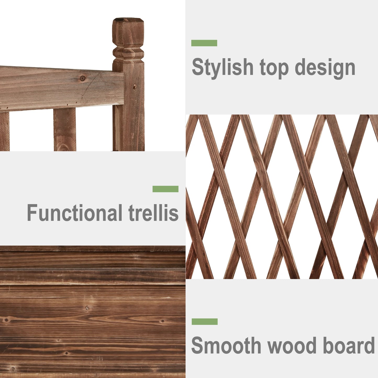 Wooden Raised Plant Vegetable Bed Garden Elevated Planter Box with Trellis for Growing Fresh Herbs Flowers