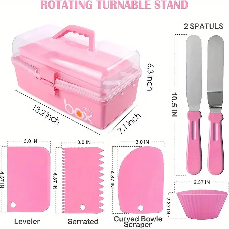 337Pcs Cake Decorating Tools Piping Bags and  Rotating Cake Turntable Stand Set Spatula Set DIY Fondant Pastry Baking Tool