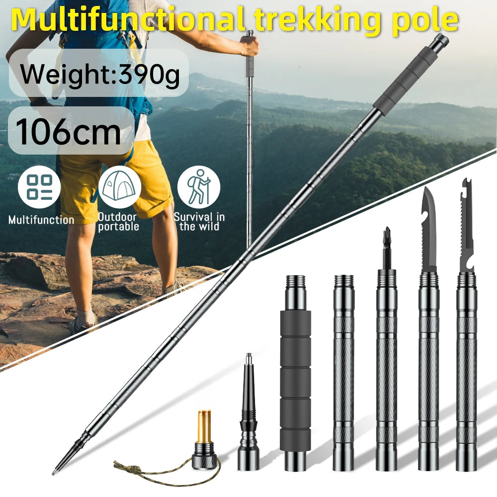 Multifunction Trekking Poles Mountaineering Collapsible Sticks