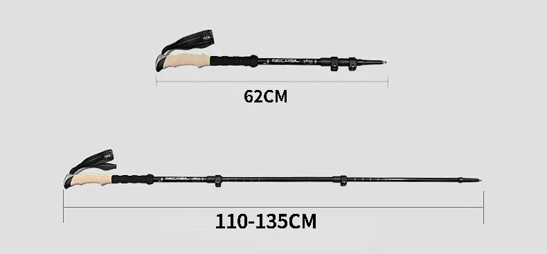 2PCS Trekking Telescopic Ultralight  Hiking Cane