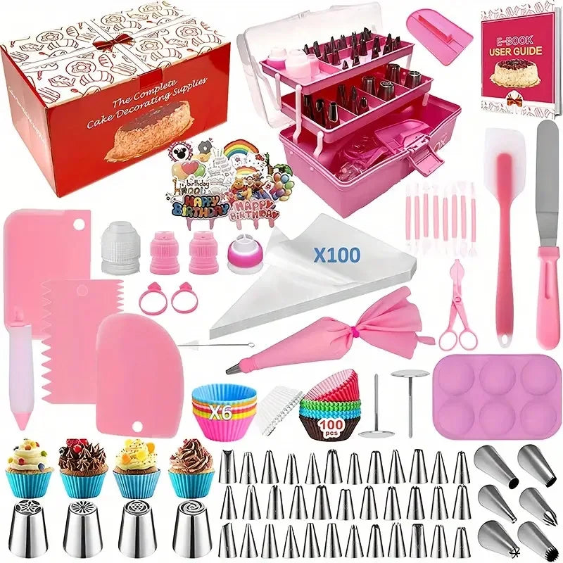 337Pcs Cake Decorating Tools Piping Bags and  Rotating Cake Turntable Stand Set Spatula Set DIY Fondant Pastry Baking Tool