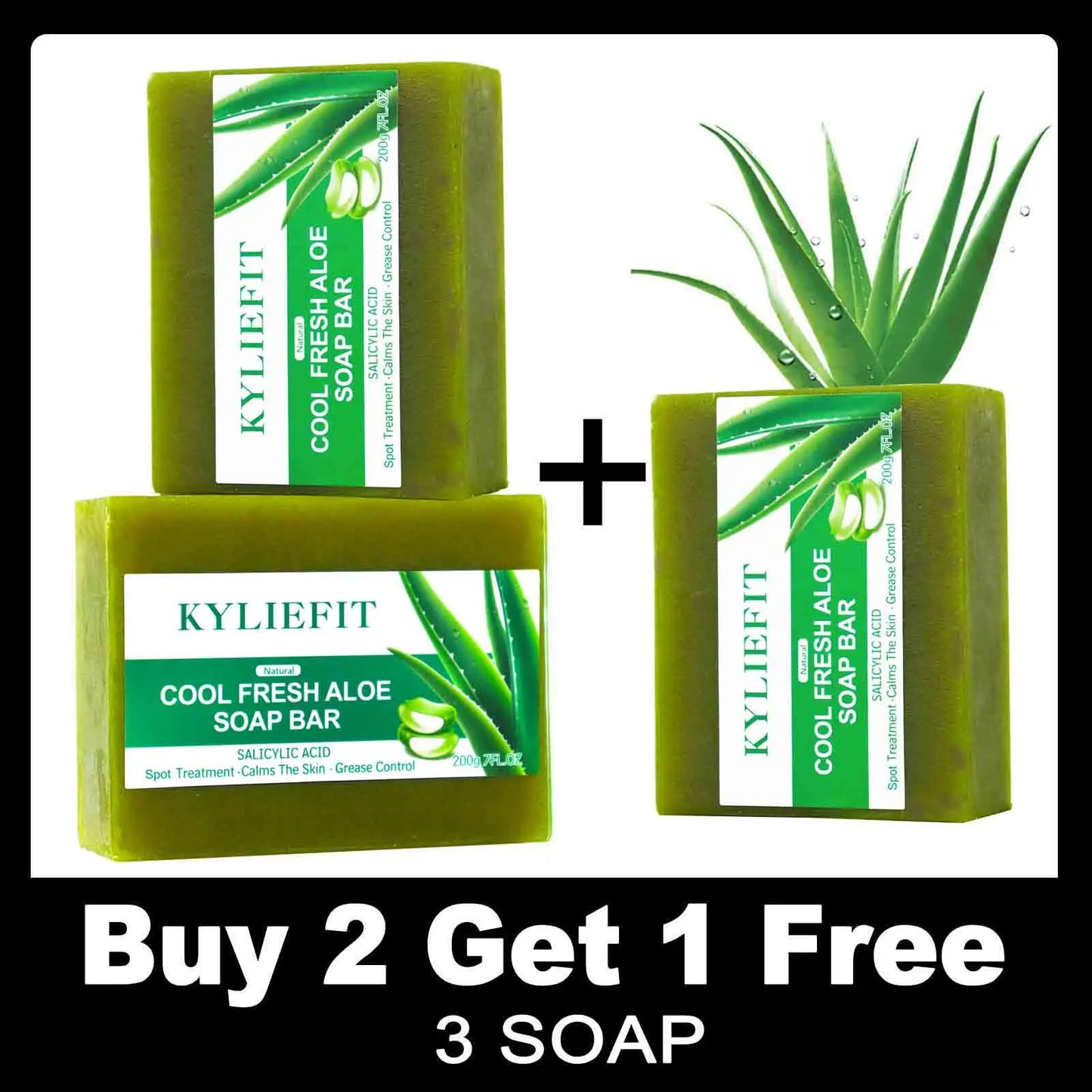 Cool Fresh Aloe Soap Bar, Reduce Acne and Black Spots, Clean Skin, Oil Control, Exfoliation, For Face And Body Use