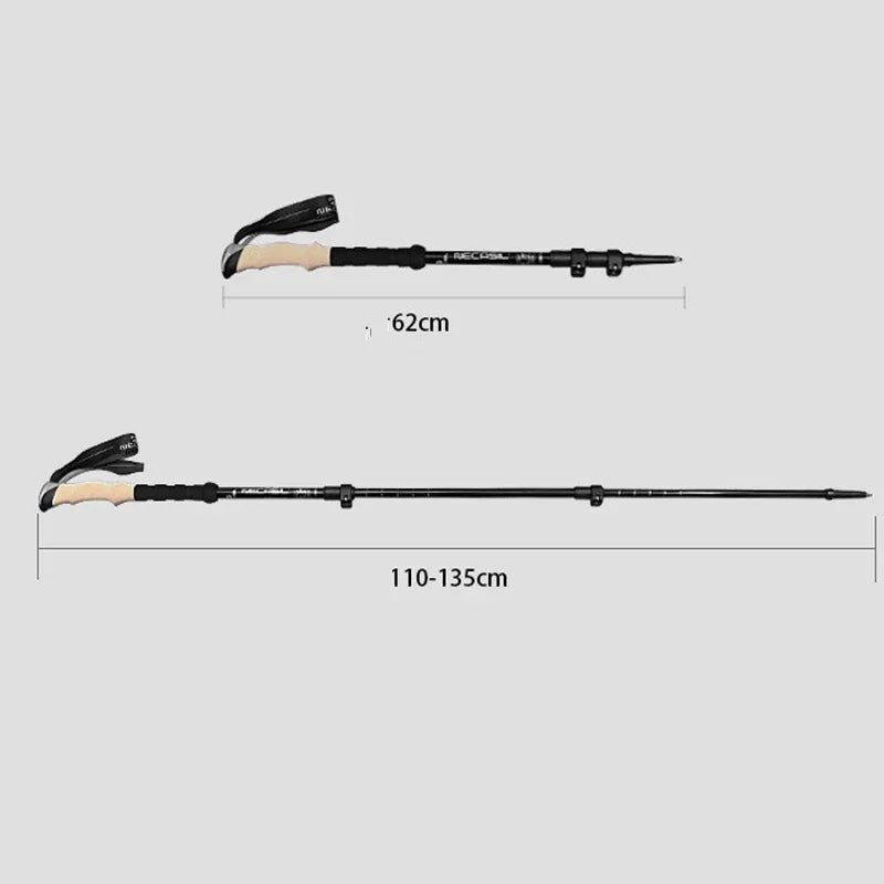 2PCS Trekking Telescopic Ultralight  Hiking Cane