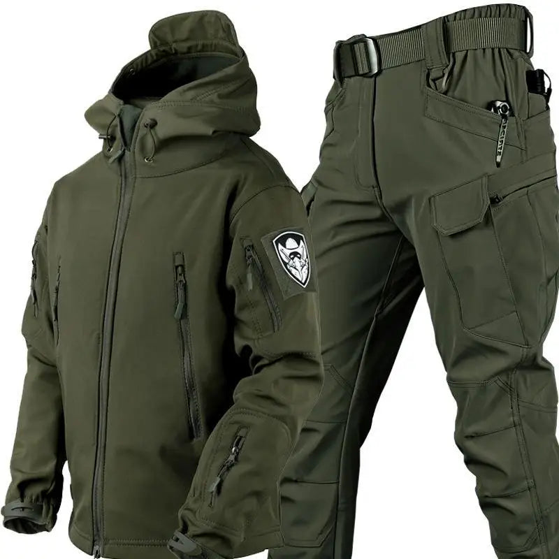 Men's Outdoor Shark Skin Warmth Jacket and Pants Set