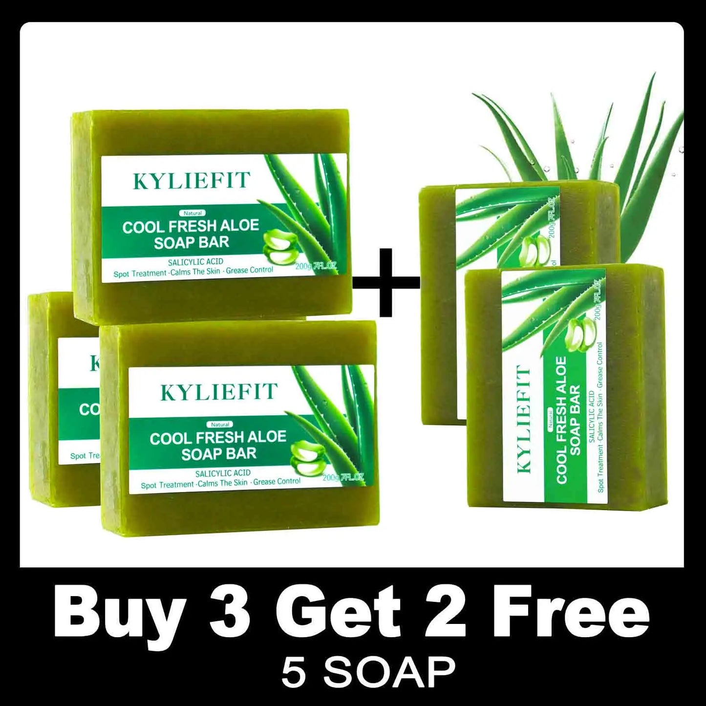 Cool Fresh Aloe Soap Bar, Reduce Acne and Black Spots, Clean Skin, Oil Control, Exfoliation, For Face And Body Use