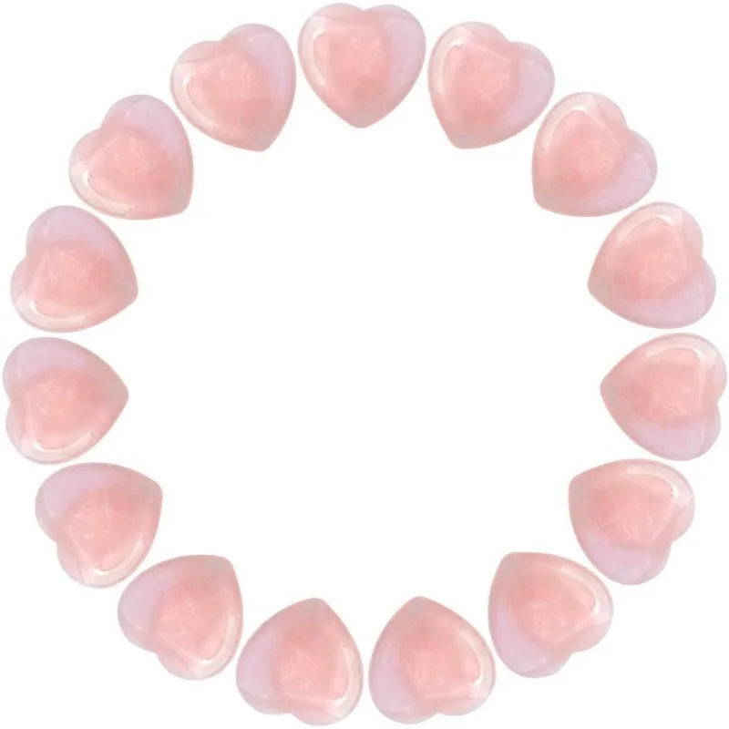 15pcs Healing Crystal Natural Rose Stone Heart Shape