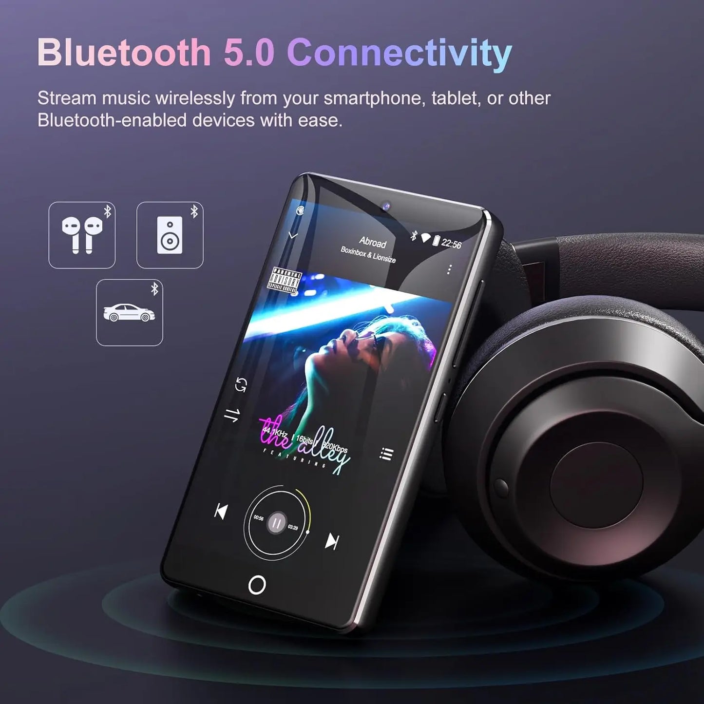 80GB MP3 player with Bluetooth 5.0 and WiFi, Spotify, Android 13 OS, camera and speakers