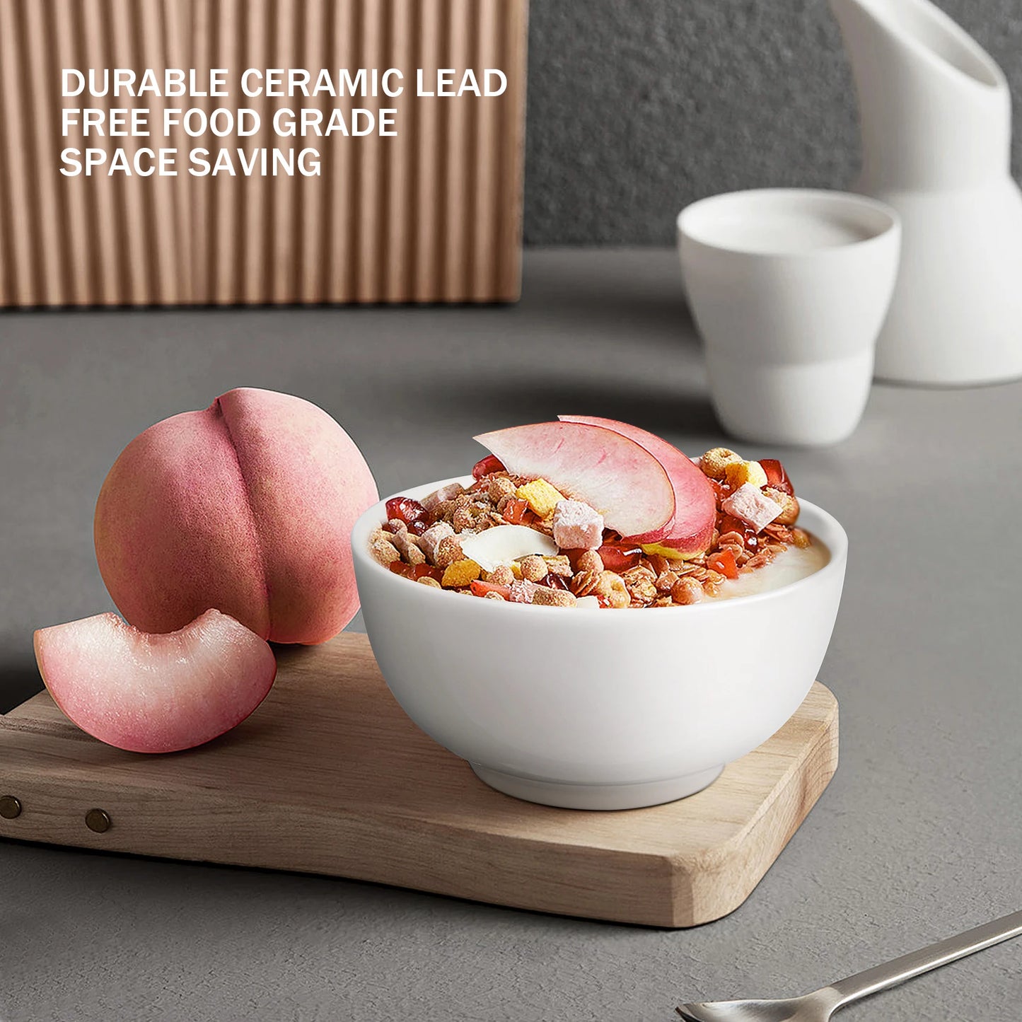 10 Ounce Porcelain Bowls Set 8 Pack Premium White Bowls