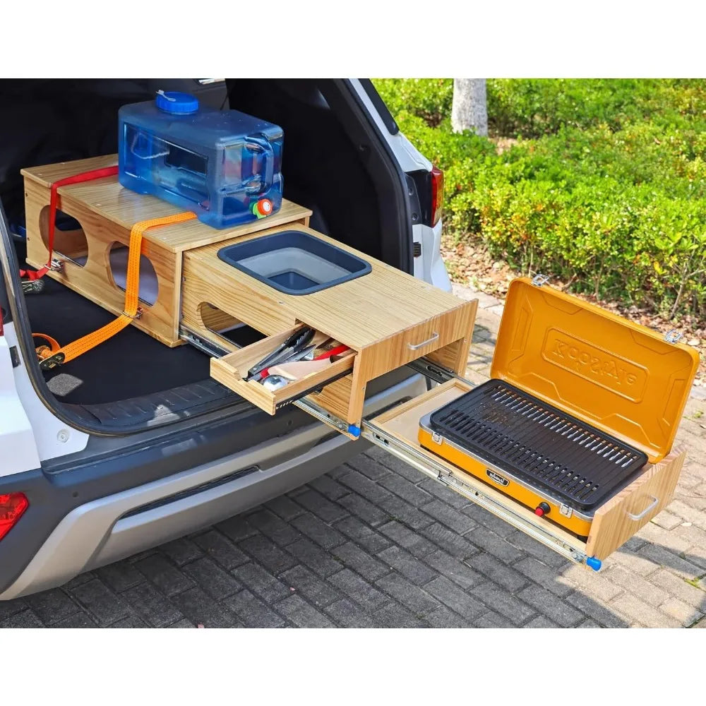 All-in-One Camp Kitchen Box 30 Second Set Up, Camping Table