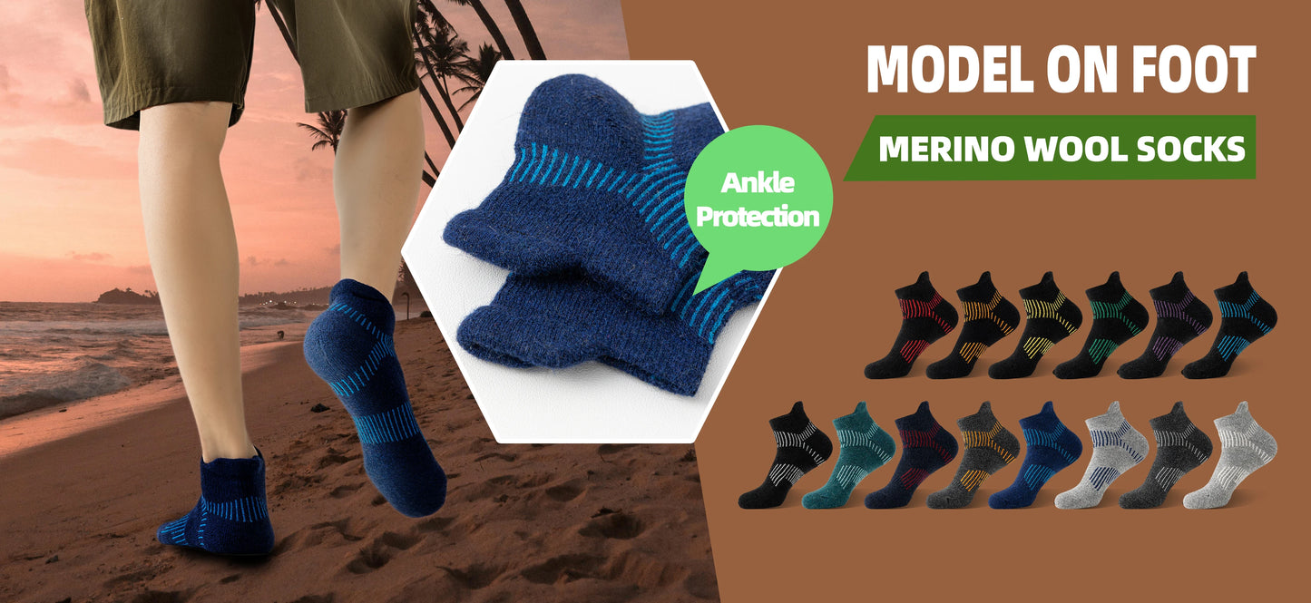 6 Pairs Merino Wool Ankle  Compression Socks