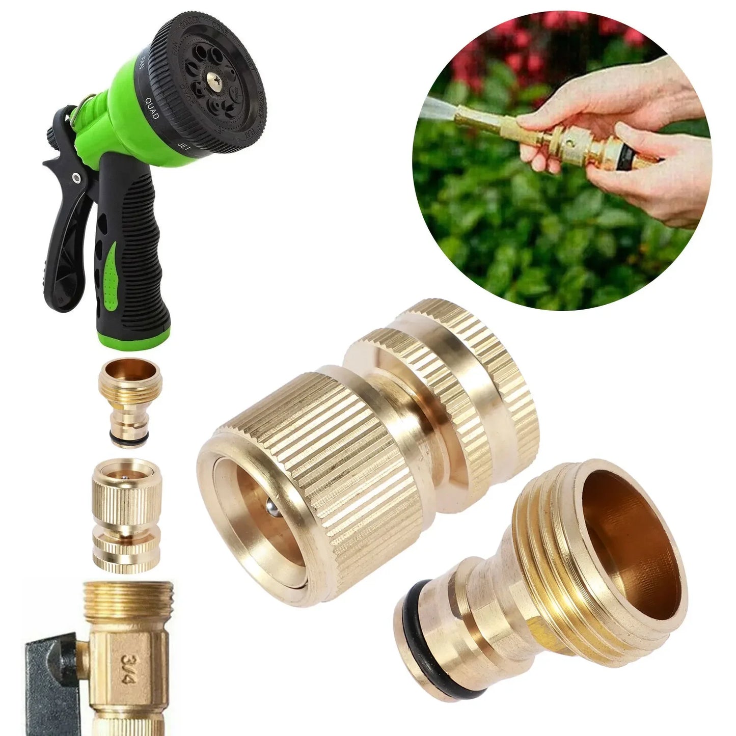 Garden Watering Hose Quick Coupling Kit Joint Leak Proof Quick Release