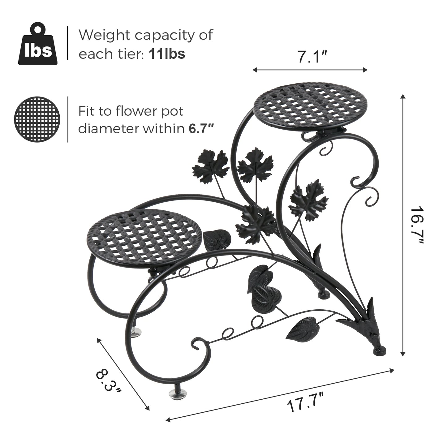 2PCS  Metal Plant Stand  for Garden Balcony Office
