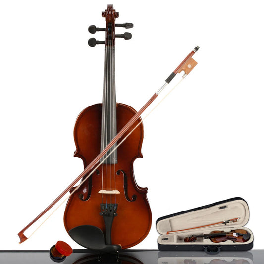 New 1/4 Acoustic Violin Case Bow Rosin Natural Set for Kids