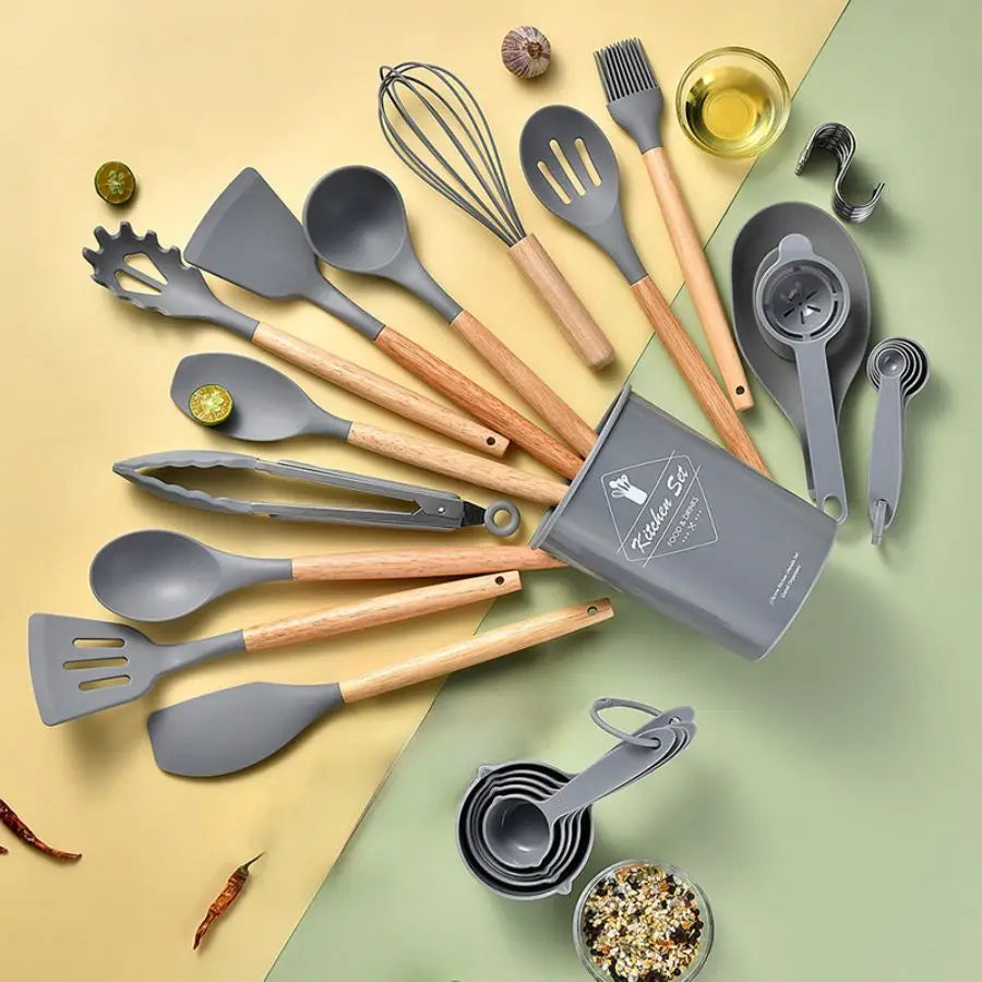 34Pcs/set, Non-stickCooking Tool Set With Storage Bucke