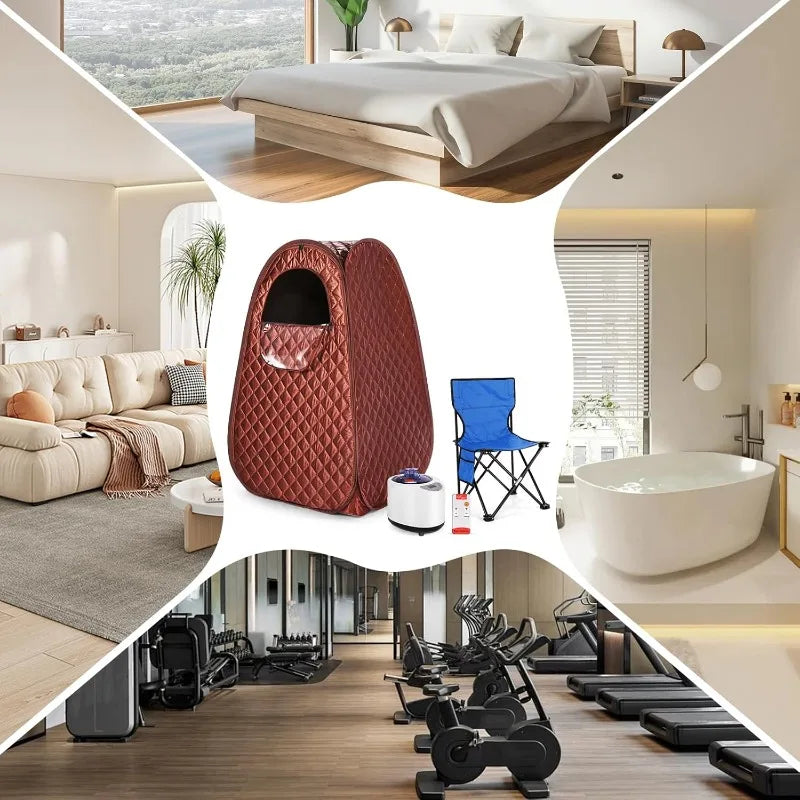 Single Person Sauna,-- Sauna Tent, Steamer 2.6L 1000W Steam Generator, 90 Minute Timer