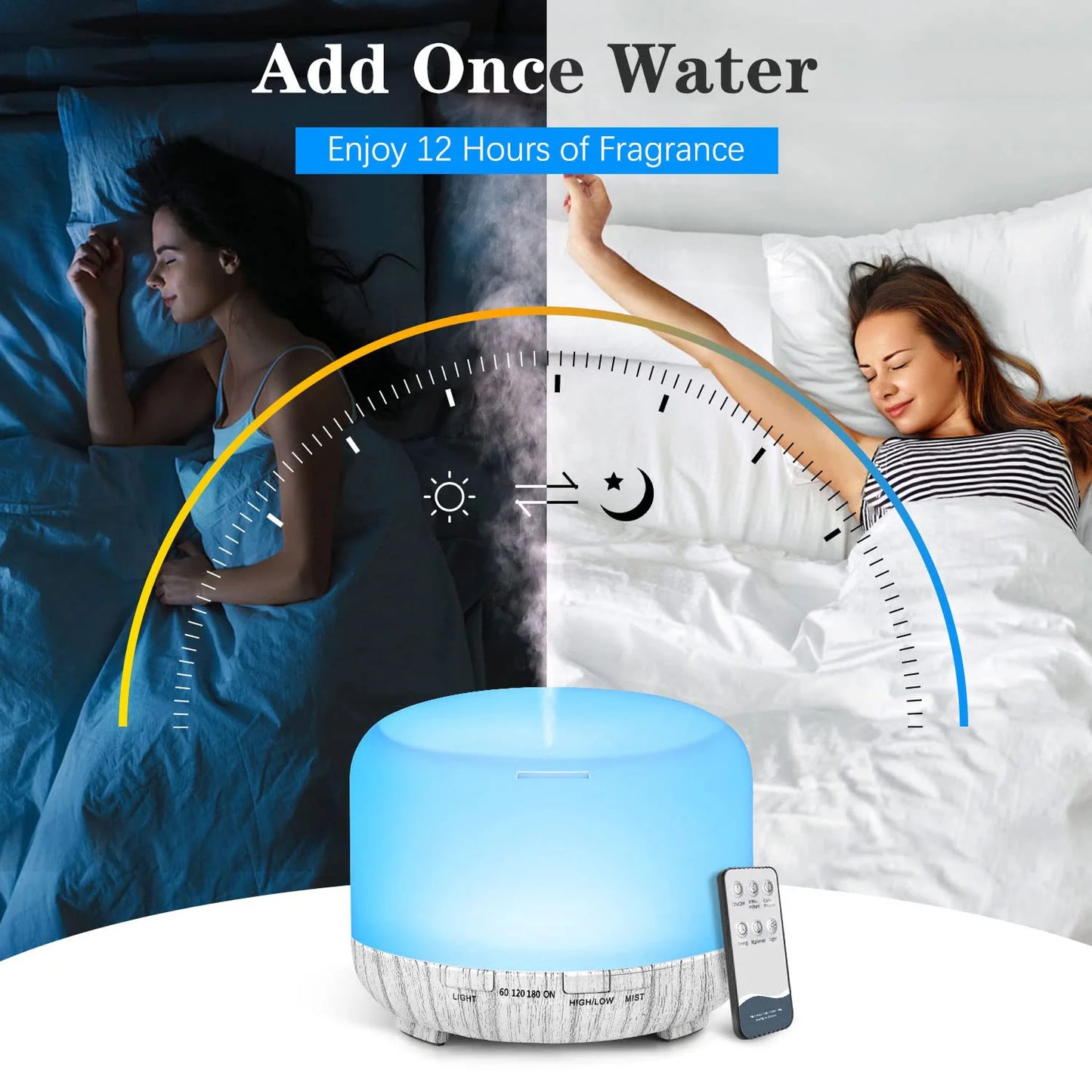500ML Aromatherapy Oil Diffuser Essential Oil Aroma Diffuser Humidifier for Home Office
