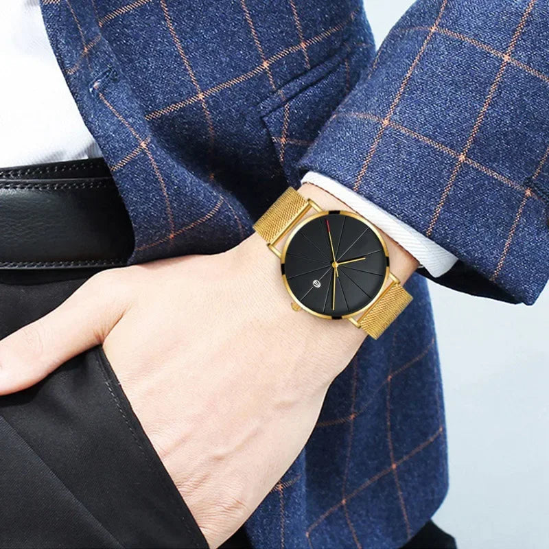 Men Watch Luxury Set Fashion Business Brown Quartz Wrist Watches