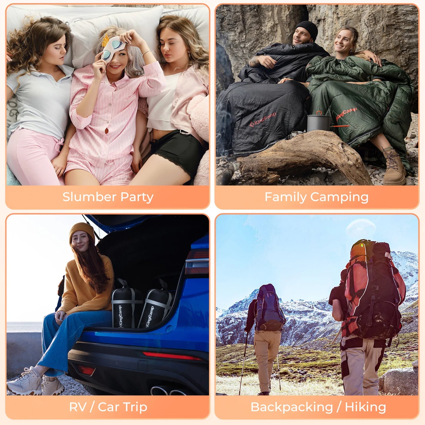 KingCamp Flannel Sleeping Bag for Camping, Stretchable Polyester-cotton