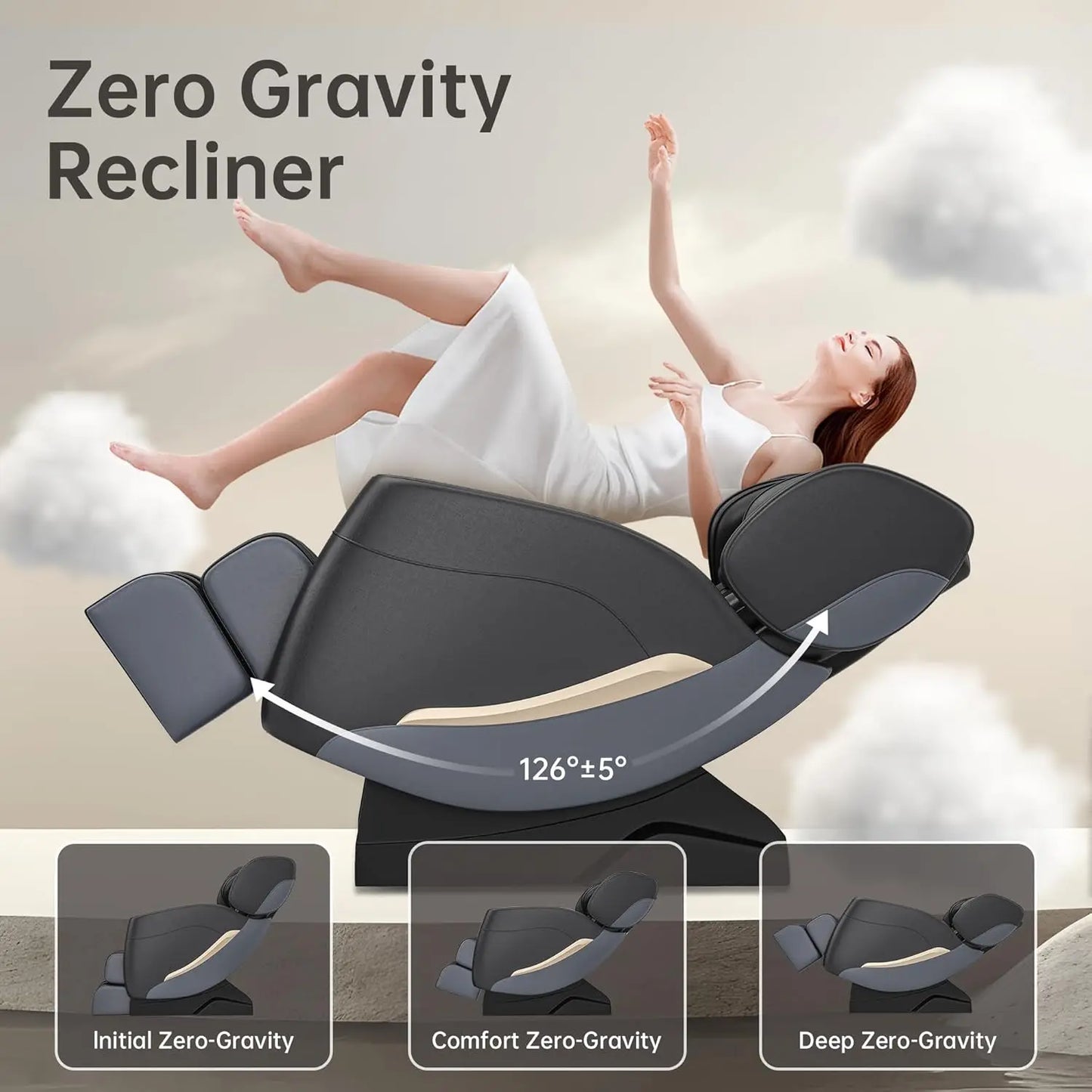 Full Body Zero Gravity Massage Chair with Auto Modes, 8 Fix Point Rollers, Bluetooth, Foot Massage