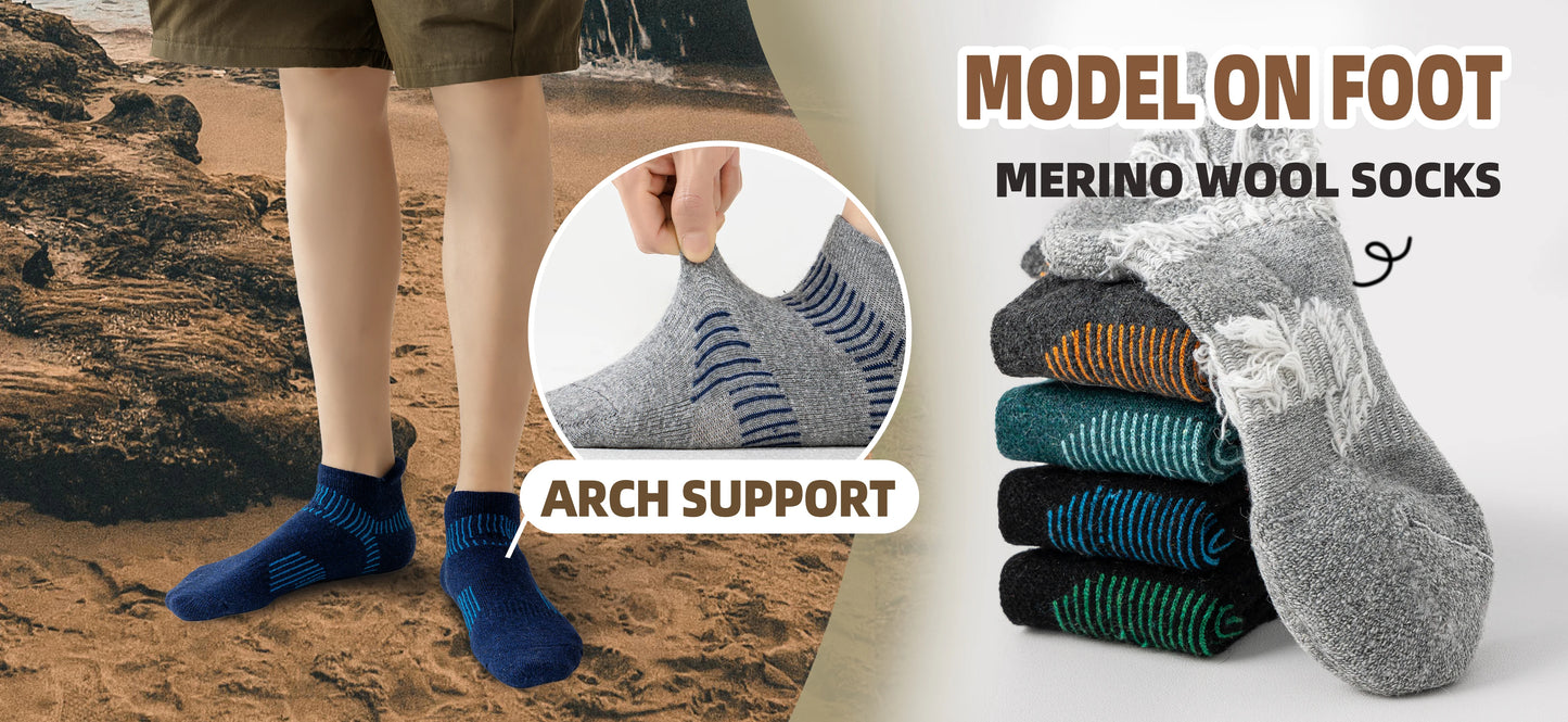 6 Pairs Merino Wool Ankle  Compression Socks
