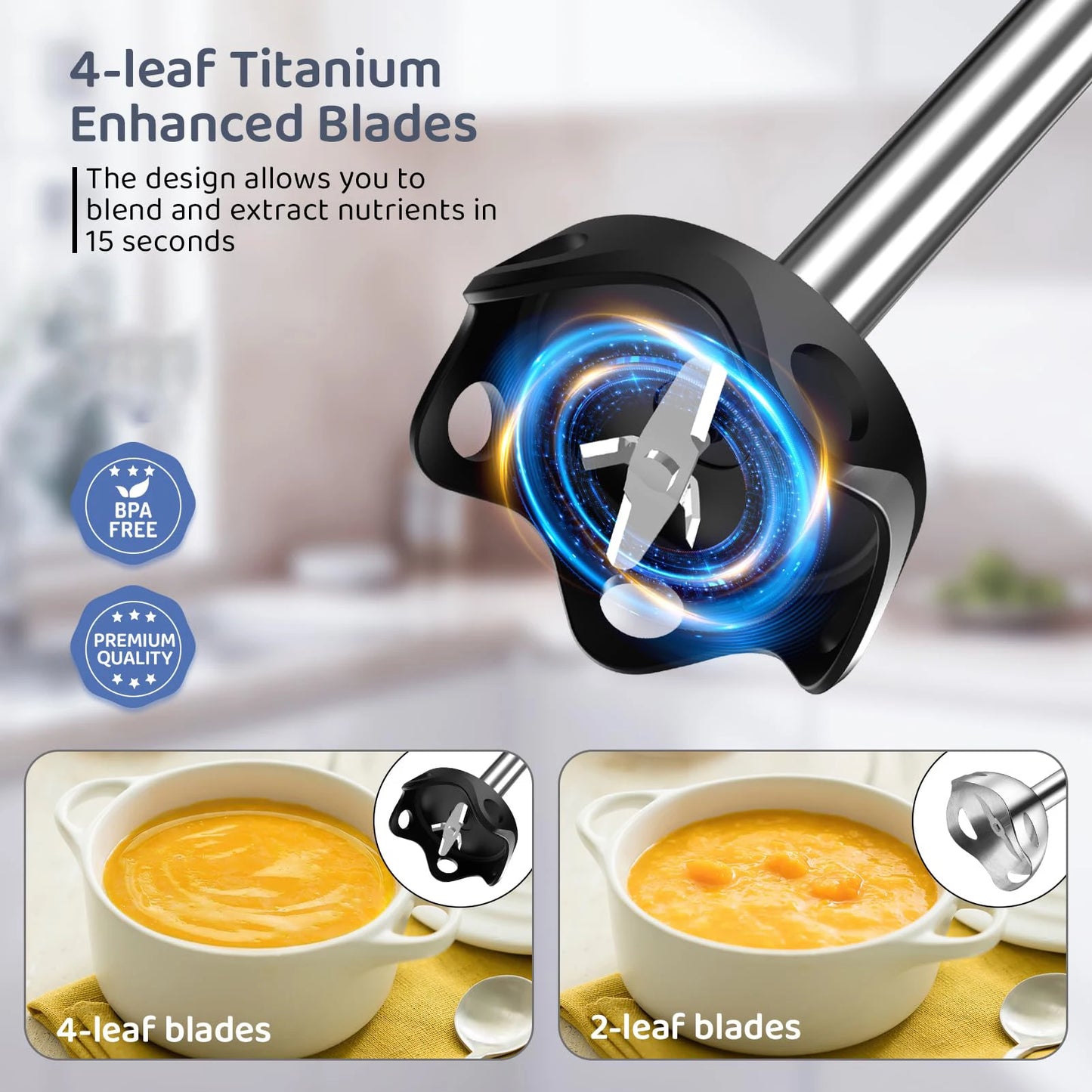 1000 Watt Powerful Handheld Immersion Blender For Smoothies