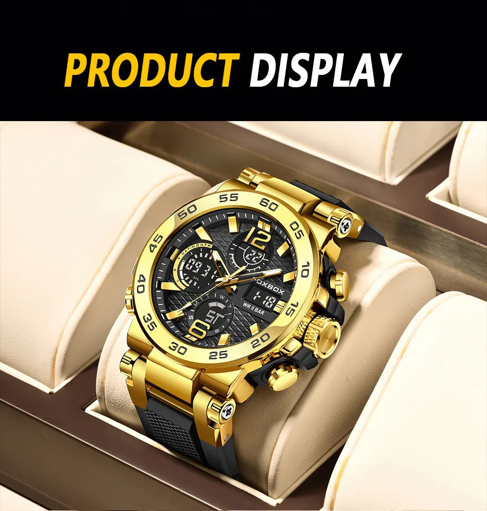 LIGE Fashion Military Watch For Men FOXBOX Luxury Quartz