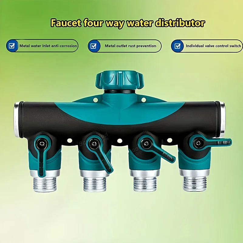 1Pcs Zinc Alloy 4-Way Water Pipe Joint Garden Hose 3/4'' rs