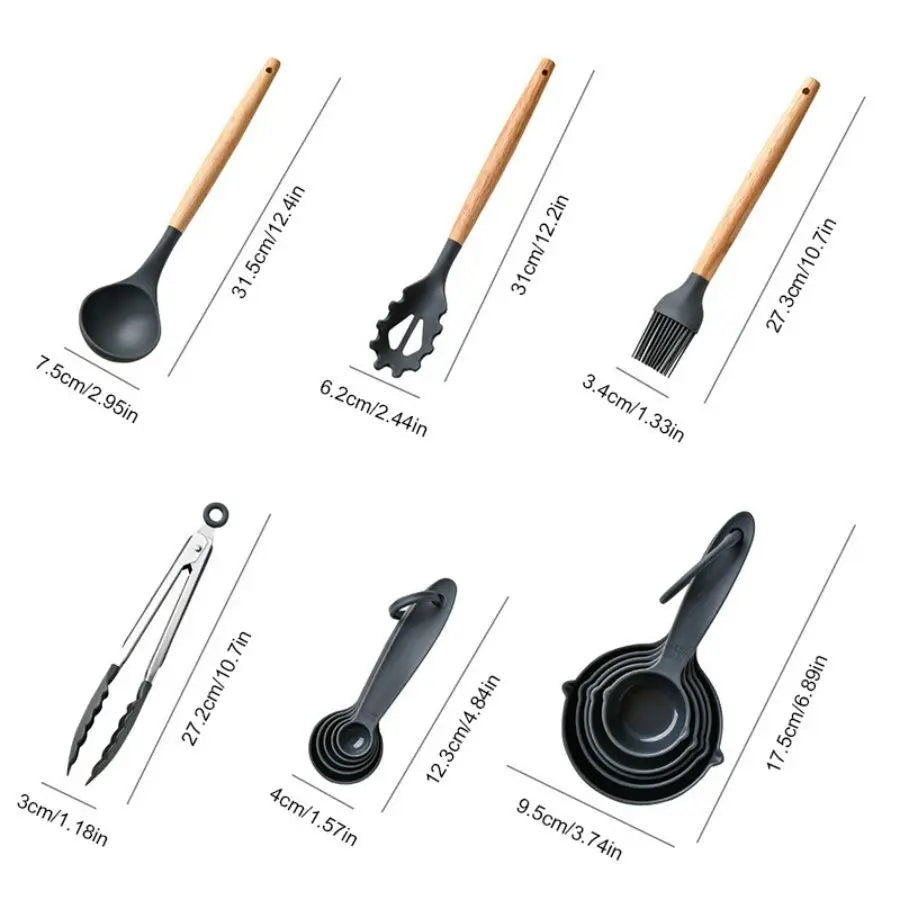 34Pcs/set, Non-stickCooking Tool Set With Storage Bucke