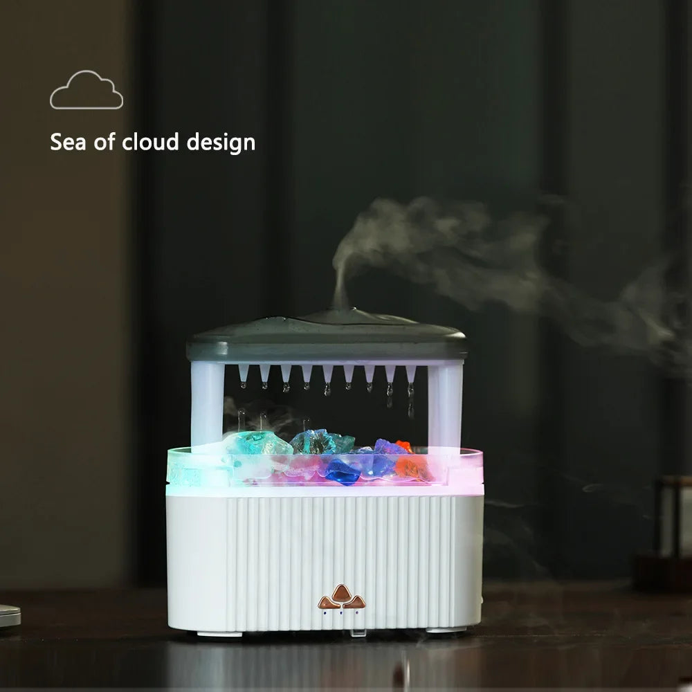 Essential Oil Diffuser Rain Drop Colorful Humidifier with Light and Crystal for Home Office Aromatherapy and Relaxation