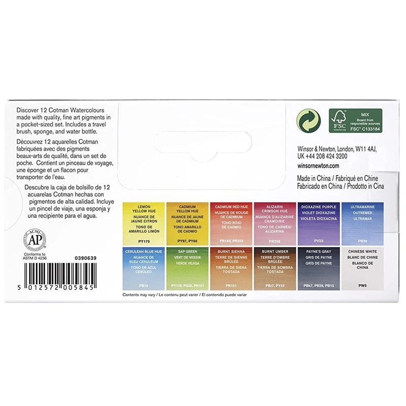 Artist Water Color Paint Field Pocket Travel Set 12 Colors