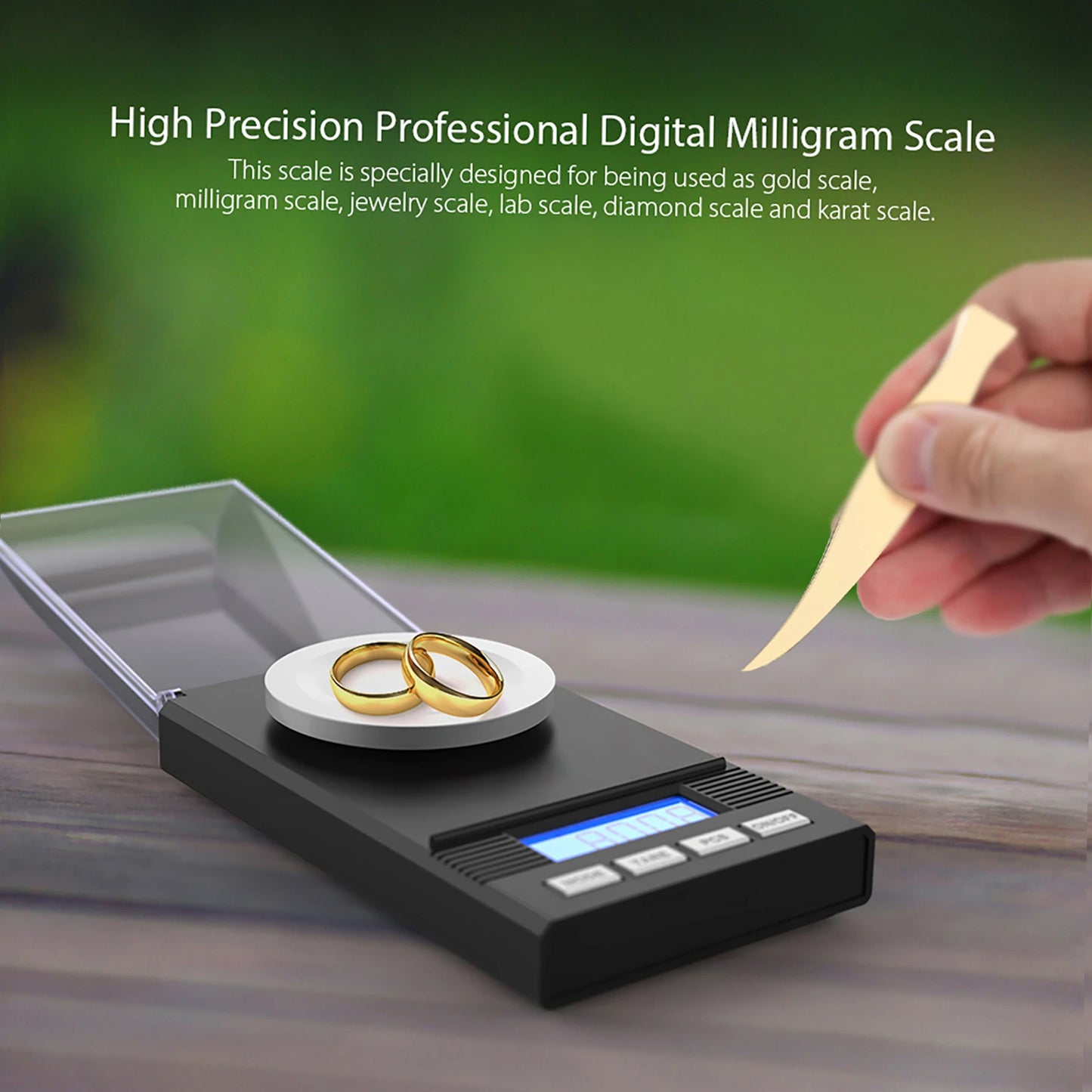 LCD Display Digital Milligram Pocket Scale Mini Jewelry Weigh Scales with Calibration Weights Tweezers Pans