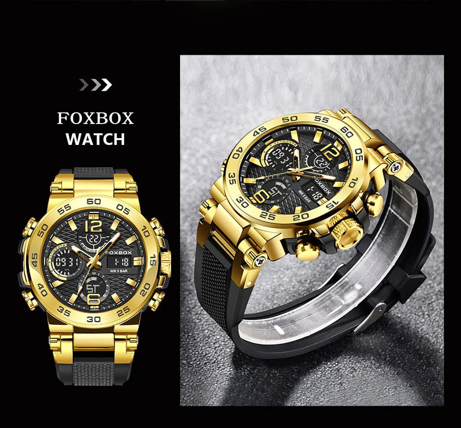 LIGE Fashion Military Watch For Men FOXBOX Luxury Quartz