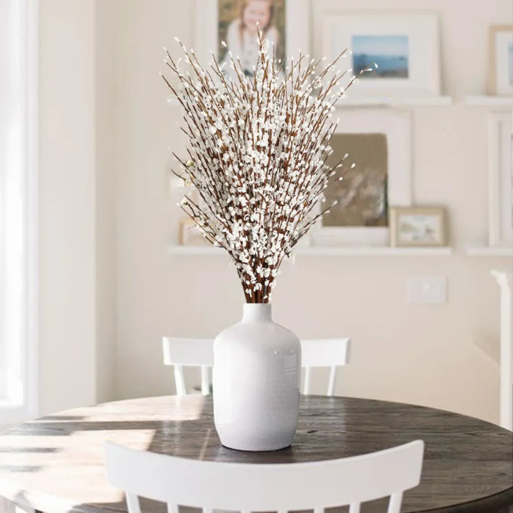 15Pcs Flowers Faux Jasmine Flowers 29.5Inch Pussy Willow Branches