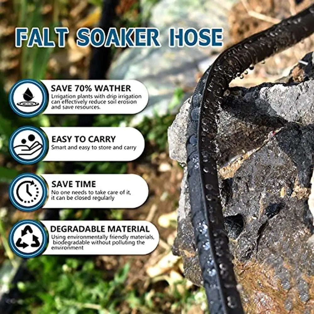 Flat Soaker Hose Garden 100ft 2Pack Cloth Efficient Watering Drip Hoses