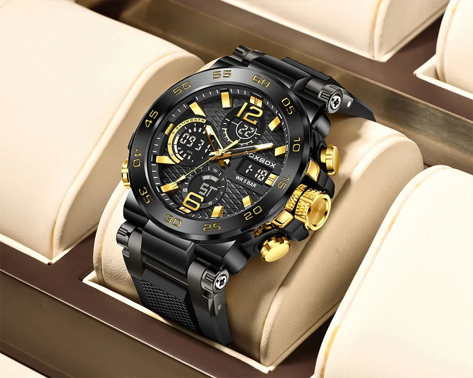 LIGE Fashion Military Watch For Men FOXBOX Luxury Quartz