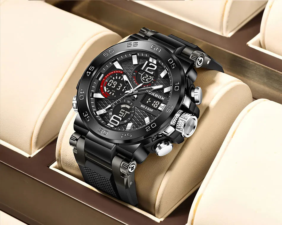 LIGE Fashion Military Watch For Men FOXBOX Luxury Quartz