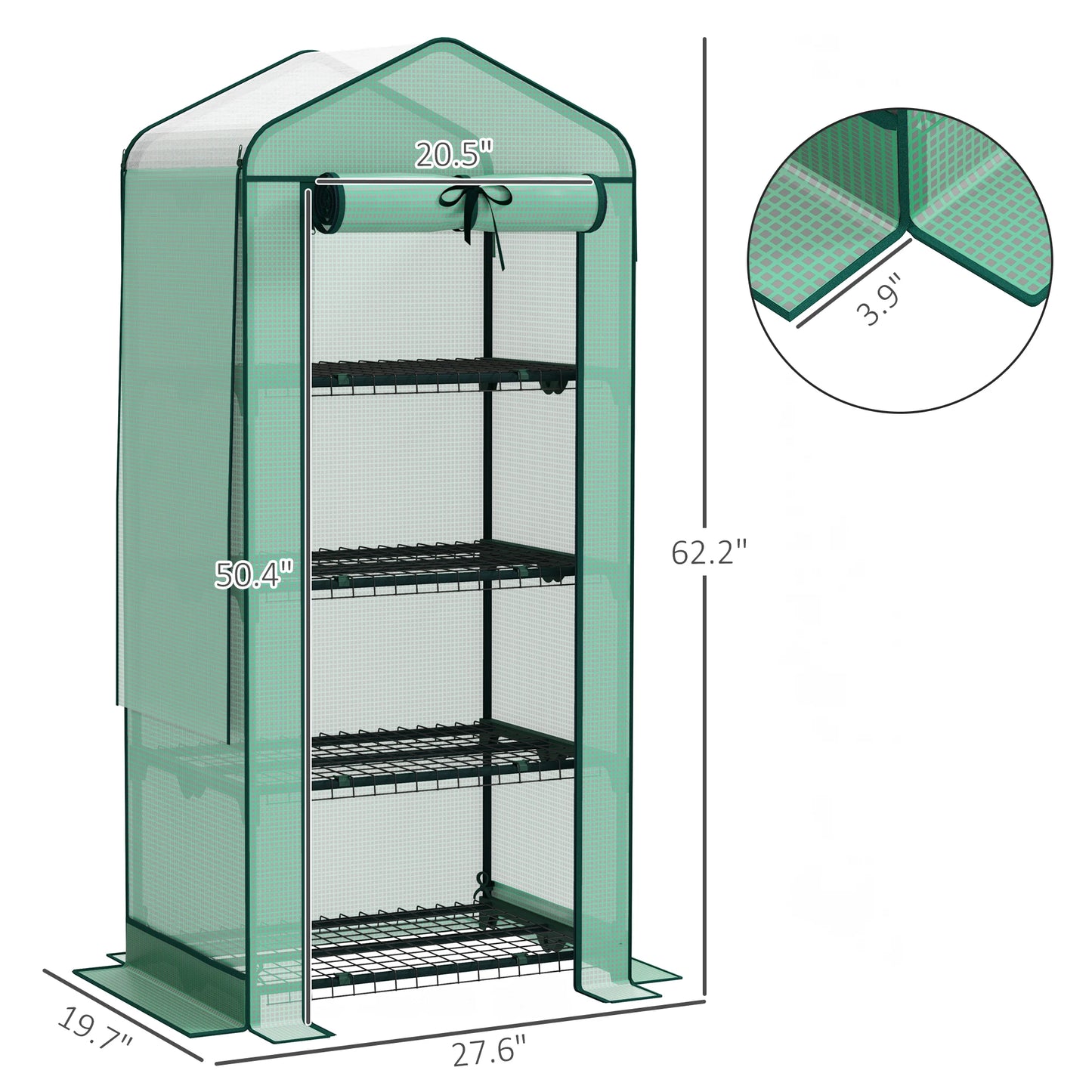 Outsunny 4 Tier Mini Greenhouse with Screen Roof Portable
