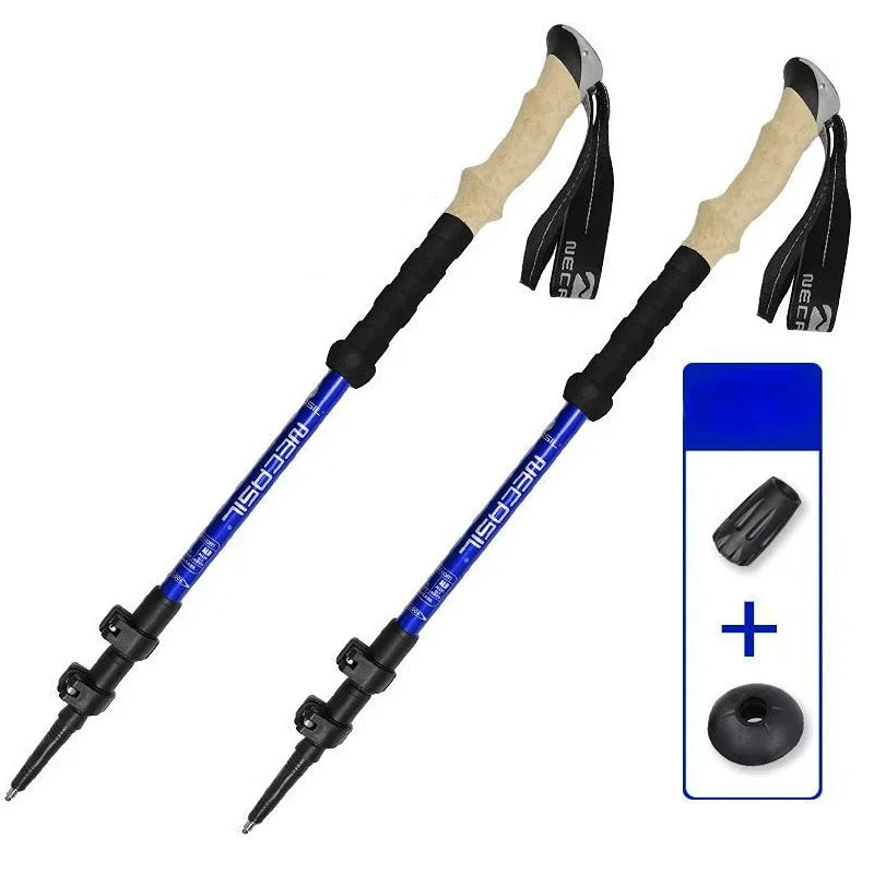 2PCS Trekking Telescopic Ultralight  Hiking Cane